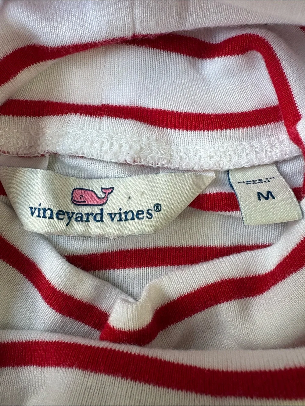 Vineyard Vines Women’s Red & White Pima Cotton Striped Turtleneck Sz M